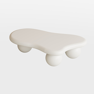 White Wooden Irregular Cloud Coffee <b>Table</b> Sphere <b>Legs</b> Modern Minimalist Living Room Accent <b>Table</b> Creamy Sculptural - Product Image 3