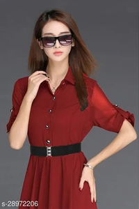 Super Oferta 2026 Vestido de Fiesta para Mujer con Diseño Liso, Mangas 3/4, Material Georgette - Product Image 3