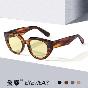 Yingtai Eyewear Cat Eye <b>Sunglasses</b> Wood Grain Frame PC Lens UV400 Protection Unisex Fashion Shades - Product Image 1