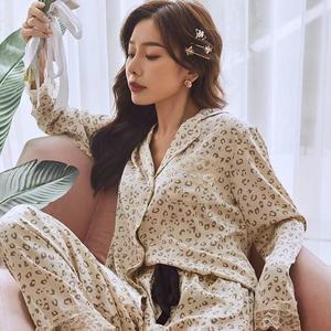 Nuovo Abito Estivo Primaverile Sottile in Finta Seta Traspirante ad Asciugatura Rapida Lunghezza alla Caviglia Maniche Lunghe in Pizzo Leopardato Sexy da Donna - Product Image 2