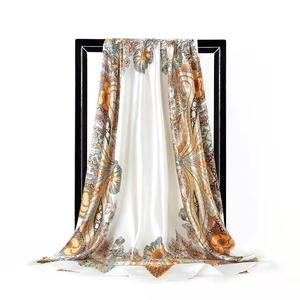 Foulard carré en soie 90 cm <span class=keywords><strong>pour</strong></span> femme, imprimé cartes nautiques, élégant, à porter en écharpe <span class=keywords><strong>dos</strong></span> <span class=keywords><strong>nu</strong></span> et comme <span class=keywords><strong>bandeau</strong></span> tendance - Product Image 2