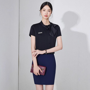 Women's White Chiffon Blouse Slim Fit With Bow And Buttons For Hotel Uniforms - Product Image 4