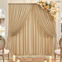 Rideaux de fond en polyester anti-plis couleur ivoire, 2 panneaux, pour décorations de fête, mariage, baby shower, anniversaire