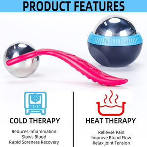 Bola de masaje con rodillo-Masajeador de rodillo de hielo muscular de acero inoxidable de mano de compresión fría y caliente - Product Image 2