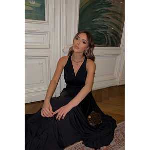 Robe de soirée longue noire à nouer - Product Image 2