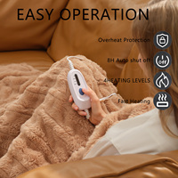 Couverture électrique en fourrure de lapin douce Royal Peace avec 4 niveaux de chaleur, minuterie de 8 heures, protection contre la surchauffe, lavable en machine, prise britannique