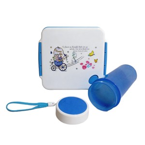 Children's Cartoon Lunch Box With Three Compartments Plastic <b>Microwave</b> Safe Rectangle Blue And Red Pattern Student Picnic Use - Product Image 5