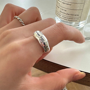 S925 Silver Letter <b>Ring</b> Women's Irregular <b>Open</b> Design Fashionable Everyday Wear Jewelry - Product Image 5