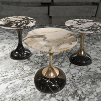 Table basse YVT de luxe moderne et minimaliste avec plateau en marbre et base en métal, table d'appoint ronde simple pour salon, table de chevet mobile
