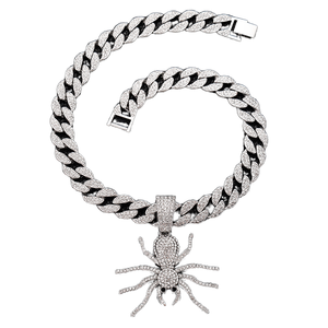 NL2114 Collar de Moda para <span class=keywords><strong>Hombre</strong></span> y Mujer con Diseño de <span class=keywords><strong>Araña</strong></span> Tridimensional, Estilo Hip-hop, con Incrustaciones de Diamantes y Cadena Cubana - Product Image 1