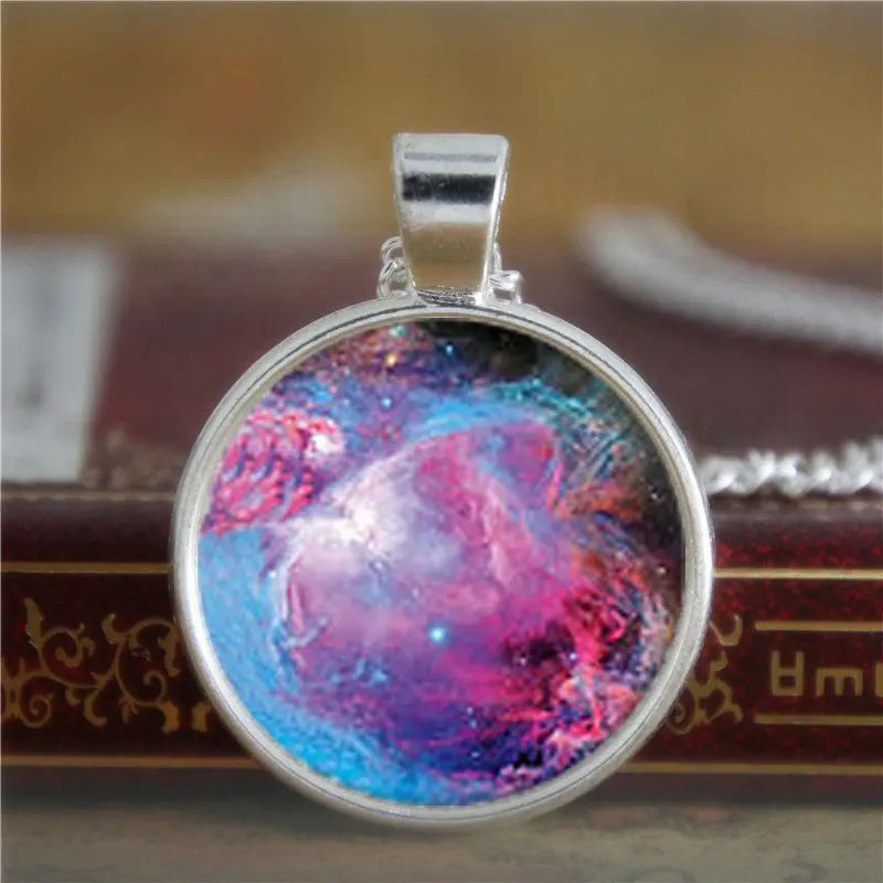 Orion Nebula necklace,Astronomy Outer Space Stars Galaxy necklace Handmade Gift glass photo necklace
