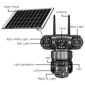Cámara de Seguridad PTZ Solar 4G de 12MP con 3 Lentes y Panel Solar para Exteriores 360 °   Cámara de Vigilancia Giratoria para Interiores/Exteriores - Product Image 2