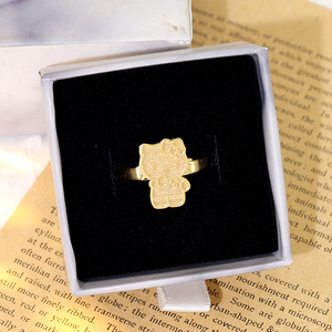 Cincin karakter kartun trendi, perhiasan personalisasi lucu Stainless Steel berlapis emas untuk wanita untuk pernikahan - Product Image 4