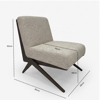 Fauteuil d'appoint de style mid-century |   Chaise longue de piscine géométrique sans accoudoirs en tissu tweed avec base en forme de Z pour terrasse de piscine