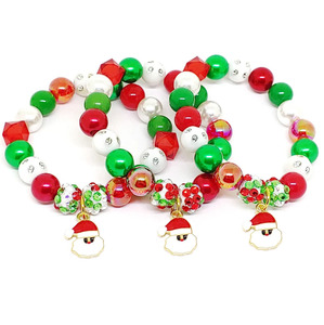 Pulseras de Aleación con Dibujos Animados de Santa Claus, Lindas y Coloridas, Hechas a Mano, Regalos Navideños para Niños - Product Image 3