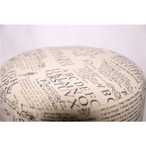 Wooden Shoe Changing <b>Stool</b> Fabric Round <b>Seat</b> English Letter Print Home Ottoman 30x30x30cm Scandinavian Design Handmade - Product Image 4