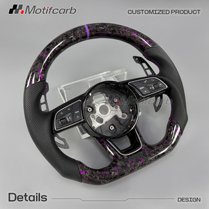 พวงมาลัยคาร์บอนไฟเบอร์สีม่วงแบบกำหนดเองสำหรับ Audi A4 A5 S3 S4 S5 RS3 RS4 RS5 ปี 2016-2024 พร้อมแป้นเปลี่ยนเกียร์แม่เหล็ก - Product Image 3