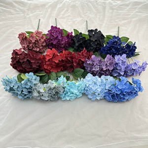 Fleurs d'hortensia simulées, 5 fourches, pétales larges, fleurs artificielles en soie pour décoration de mariage et de maison, plusieurs couleurs disponibles - Product Image 5
