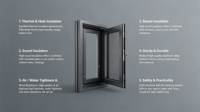 Fenêtre à battant en aluminium à rupture de pont thermique certifiée CE avec double vitrage Low-E, taille personnalisée OEM pour les maisons européennes, réduction du bruit