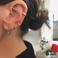 LOZRUNVE Joyería de Moda, Nuevo Diseño, Pendientes de Plata 925 con Circonita Cúbica y Esmalte en Forma de Luna, Alibaba Perú
