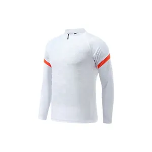 卸売ホワイトサッカージャケットユースサッカーユニフォームサッカートラックスーツハーフジッパーデザインサッカージャケット