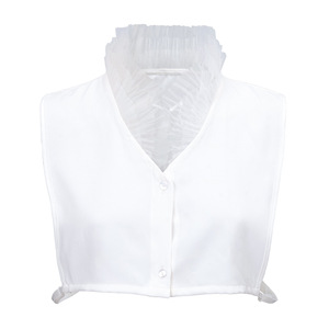 <span class=keywords><strong>Cuello</strong></span> <span class=keywords><strong>Falso</strong></span> Desmontable de Organza Transparente con Volantes y Adorno de Hojas, Estilo Moderno con <span class=keywords><strong>Cuello</strong></span> en V para Atuendos Femeninos - Product Image 2