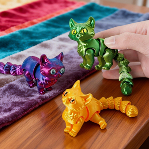 Jouets pour chats imprimés en 3D Vashine, figurines flexibles en cristal colorées, collection amusante d'animaux, souvenir décoratif - Product Image 2