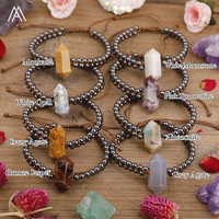 Bracelet rétro en perles d'hématite de 4 mm faites à la main, double pointe, pour hommes et femmes, bijoux de mariage bouddhistes, cadeau