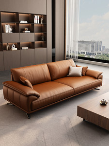Modernes Italienisches Minimalistisches Leder-Büro-Empfangssofa-Set Massivholzrahmen VIP-Besprechungsraum-Möbel <span class=keywords><strong>Kuli</strong></span> Ohne Montage - Product Image 3
