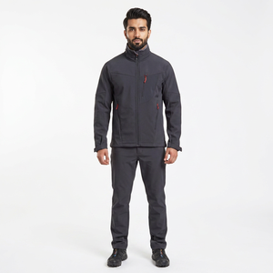 OEM Custom Men's Softshell <b>Canvas</b> Waterproof Stand Collar Vintage Style Track Jacket Hooded Unisex Windbreaker with Front Logo - Product Image 1