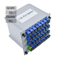 FTTH SM G657A1 1*32 dengan adaptor SC/UPC 1x32 LGX Box Type Plug in Optical Cassette Fiber Optic PLC Splitter