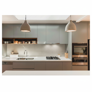 Conjuntos de gabinetes de cocina de diseño moderno de melamina personalizables de alta calidad - Product Image 1