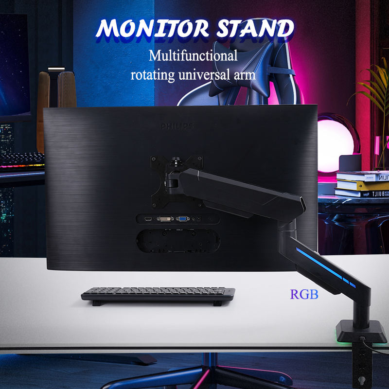 ORANGLES RGB Gaming Monitor Arm | Adjustable Swing Desk Mount, Single LCD/LED Arm, Full Motion Gas Spring Stand for 17-32" Screens (Kuwait) - high resolution display - exposing craftsmanship - Image 2 of 6 | built for everyone | RGB Gaming Monitor Arm | Adjustable Swing Desk Mount, Single LCD/LED Arm, Full Motion Gas Spring Stand for 17-32" Screens (Kuwait) for sale Georgia | Free Shipping ORANGLES