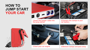 Xách tay đa chức năng xe khẩn cấp pin Booster ngân hàng điện Jumper gói xe nhảy khởi động với 8000mAh - Product Image 3