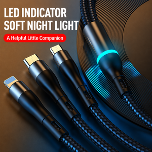 SUNGUY Nuevo Cable de Alimentación USB C de Nailon 2 en 3 de 100W, Cable de Datos de Carga Rápida Tipo C para Teléfono, Laptop y Uso en el Automóvil - Product Image 4