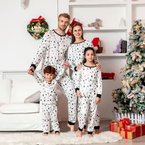 New Matching Family Christmas Pajama Set Holiday Sleepwear PJs Lounge Sets Long Sleeve Pullover and Printed Pants