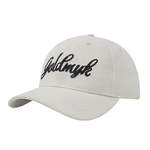 Wholesale Embroidery 6 Panel Baseball Caps Hats White Embroidery Curved Baseball Cap