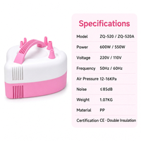 Pompe à ballons électrique à double buse en forme de cœur 600W rose ZQ-520 Outil de décoration de fête