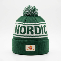 Bonnet personnalisé chaud d'hiver avec pompon thermique et bord rabattable pour sports de neige, avec badge de marque, vente en gros