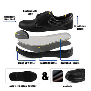 أحذية جلدية سوداء لسلامة الشيف مضادة للانزلاق ومقاومة للزيت في المطبخ صيف خريف وشتاء - Product Image 2