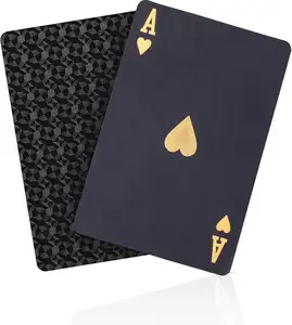 Plástico preto impermeável jogando cartas logotipo personalizado padrão poker cartão Presente jogando cartões