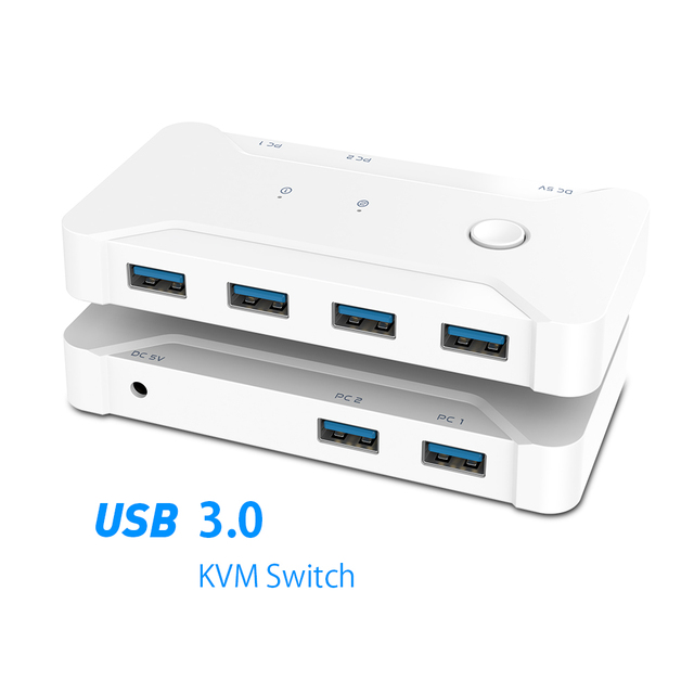USB 3.0 Switch Selector KVM Switcher 2 PCs Sharing 4 Devices 6 Port USB KVM Switch