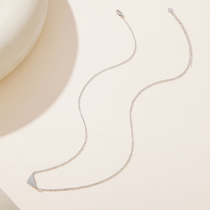 Collar con Colgante Geométrico Chapado en Rodio para Mujer, con Circonitas Cúbicas Engastadas, Estilo Minimalista - Product Image 2