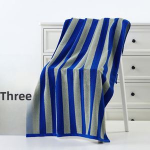 Nouvel ensemble de serviettes de bain en coton pur jacquard rayé pour adultes, doux et absorbant, idéal pour toutes les saisons, parfait pour les cadeaux d'entreprise - Product Image 1