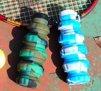 Bouteille d'eau sport pliable en silicone de 500 ml en forme de grenade, anti-fuite, sans BPA, résistante à la chaleur, durable – Vente en gros usine