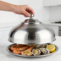Cloche alimentaire en acier inoxydable haute capacité, finition miroir de luxe, poignée à bouton, résistante à la chaleur, compatible four, pour hôtels