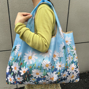 Nueva Bolsa de Compras Plegable Ecológica de Poliéster con Estampado por Transferencia Térmica, Portátil, de Gran Capacidad, para Boutique - Product Image 5