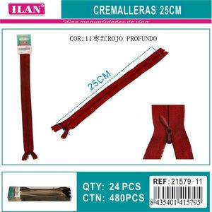 Ilan Cremalleras 25Cm Rouge Profond Pour Couture Artisanat - Product Image 2