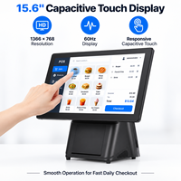 Terminal de point de vente pour restaurant de 15,6 pouces avec écran tactile Windows 10 I5 8 Go 256 Go SSD Imprimante intégrée de 80 mm Lecteur de codes-barres sans fil