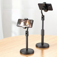 Support de téléphone portable et tablette réglable en hauteur avec rotation à 360 degrés et design télescopique pliable pour une utilisation sur le bureau